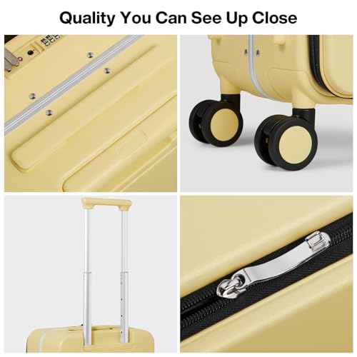17x14x9 Carry On Luggage Underseat PC Hard Shell Suitcase Top Opening Aluminum Frame Travel Suitcases with Wheels