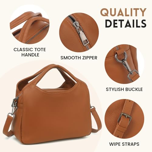Genuine Leather Purses for Women with Detachable Satchel Strap