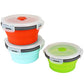 Ecomorning 3Piece Round Collapsible Lunch Container Silicone Food Storage Containers Collapsible Camping Bowl with Airtight Silicone Lids (3 Count)