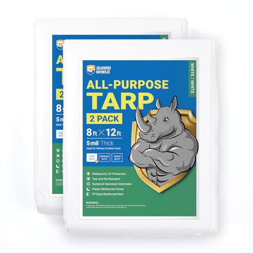 Tarp White 8x12 Feet Multi Purpose Waterproof Poly Tarp Cover 5mil (192 Sq Ft)