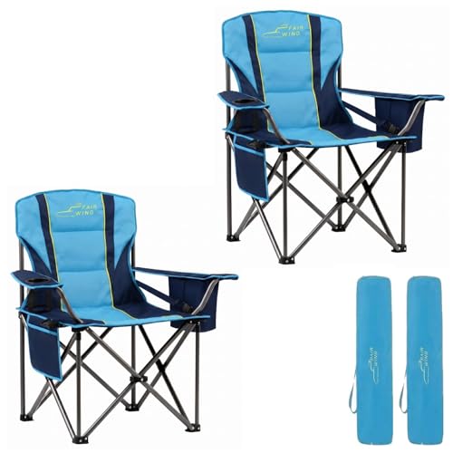 2 Pack Oversized Padded Camping Chair with Cooler for Outdoor (2 Count)