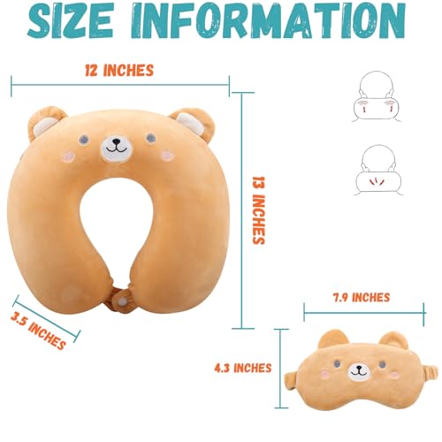 Kids Neck Pillow for Travel with Sleep Eye Mask