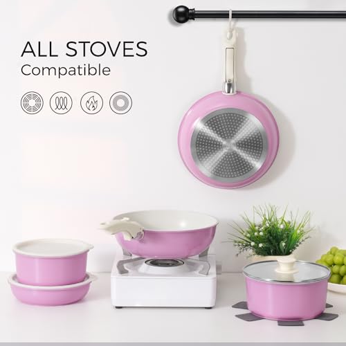 15Pcs Cookware Set with Detachable Handle