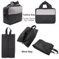 9 Piece Black Travel Organizer Set with 4 Packing Cubes