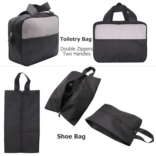 9 Piece Black Travel Organizer Set with 4 Packing Cubes