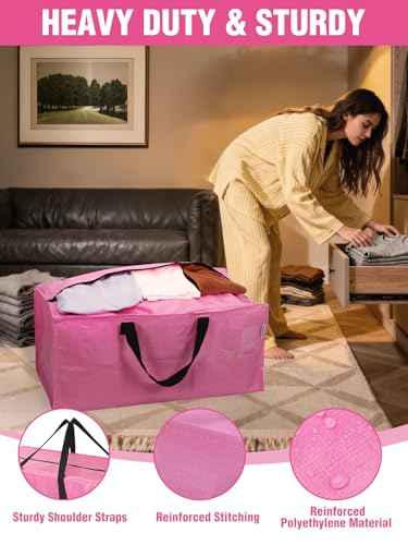 4 Pack Extra Large Moving Bags with Backpack Straps & Handles (4 Count)