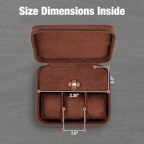 3 Slot Luxury Travel Faux Leather Watch Case. Watch Storage Organizer. Watch Display & Watch Holder. Perfect For Watch Collection. Ready to Gift for Men