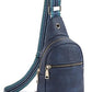 Sling Bag for Women Vegan Leather Small Fanny Pack Crossbody Bags Chest Bag for Women Navy Blue