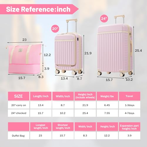 Luggage Sets Front Opening (2 Count)