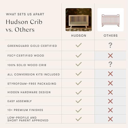 Hudson 3-in-1 Convertible Baby Crib, Natural