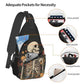 Sling Bag Skeleton Flower Skull Vintage Hiking Daypack Crossbody Shoulder Backpack Travel Chest Pack for Men Women