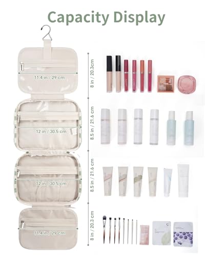 Travel Toiletry Bag for Women Large Hanging Makeup Bag Organizer Toiletries Bag for Full Size Essentials Accessories Cosmetics