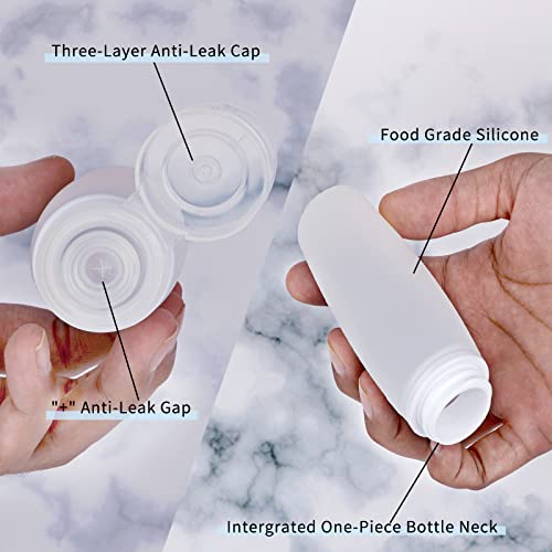 Silicone Travel Bottles for Toiletries TSA Approved Travel Size Containers Set 4 Pack Portable Leak Proof Refillable Cosmetic Squeeze Bottles Shampoo Hair Conditioner Body Lotion Bath Shower Gel (4 Count)
