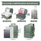 Vacuum Backpack Travel with Integrated Pump Vacuum Travel Backpack Carry On Flight Approved Frontier Spirit Airlines Personal Item Bag 18x14x8 Compression Carry On Luggage for Women Men Green