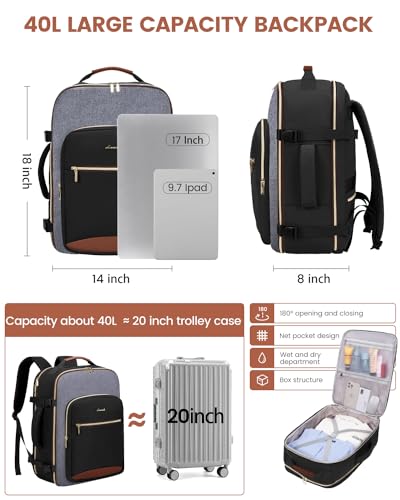 40L Travel Backpack for Women & Men