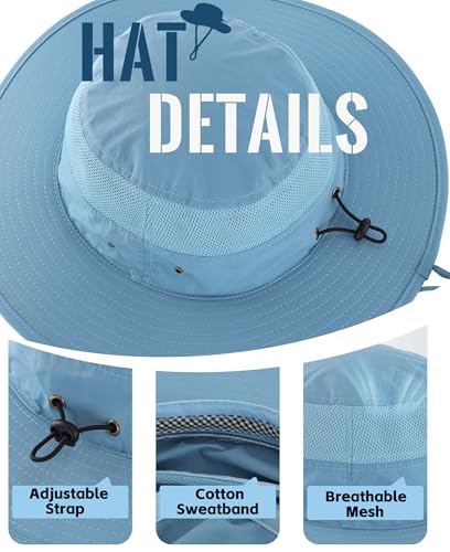 Men's Sun Hat UPF 50+ Wide Brim Bucket Hat Windproof Fishing Hats