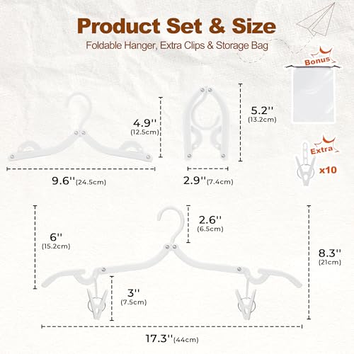 White Travel Hangers with Clips (10 Count)