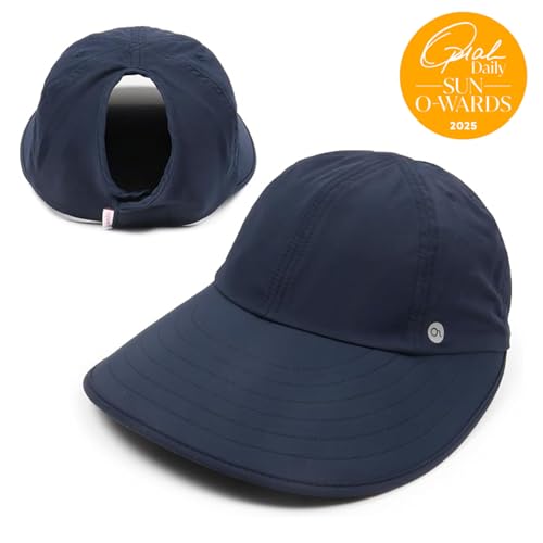 Womens Sunblocker UPF 50 Wide Brim Ponytail Sun Hat