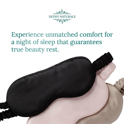 Mulberry Soft Silk Eye Mask for Sleeping with Ear Plugs & Luxury Bag