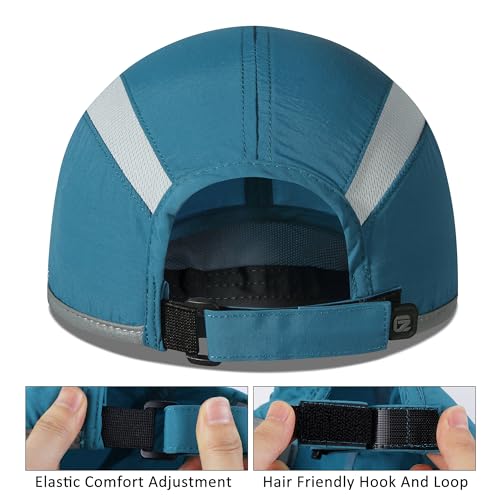 Baseball Cap Nylon Running Cap Outdoor Sports Hat for Men Women Adjustable Quick Drying Reflective Foldable UPF50+ Breath Mesh Water Repellency Race Performance Lightweight Peacock Blue