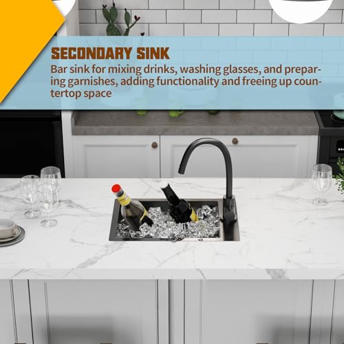 15x20In Black Stainless Steel Kitchen And Bar Sink