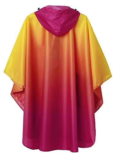 Adults Rain Poncho Waterproof Raincoat Women Gradient Hood with Pocket