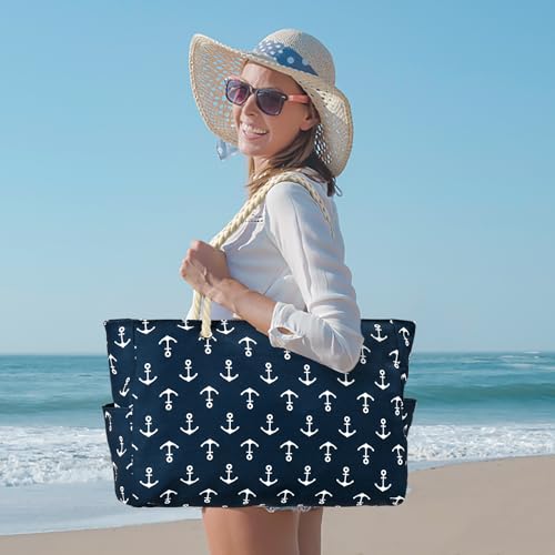 Beach Bag Large Beach Tote Bag for Women Waterproof Sandproof Swim Pool Bag With Zipper