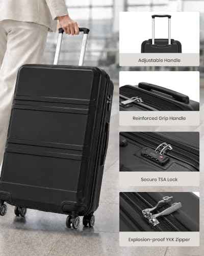 24 Inch Luggage Suitcase with Spinner Wheels TSA Lock