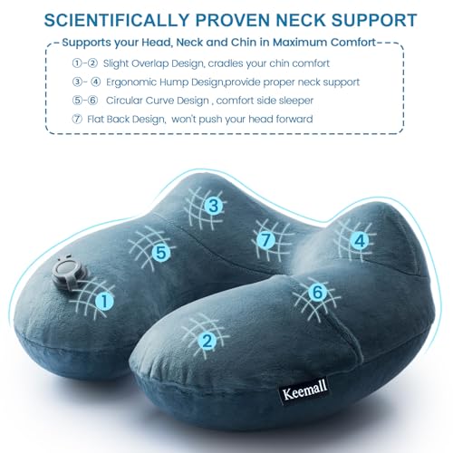 Inflatable Travel Neck Pillow for Airplane & Long Flights (2 Count)