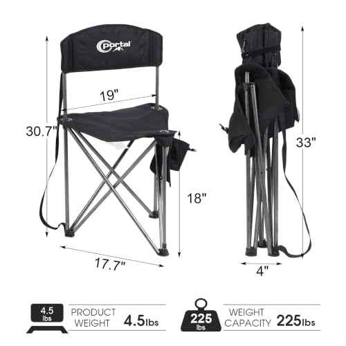 Extra Large Quick Folding Tripod Stool 2 Pack with Backrest Fishing Camping Chair with Carry Strap