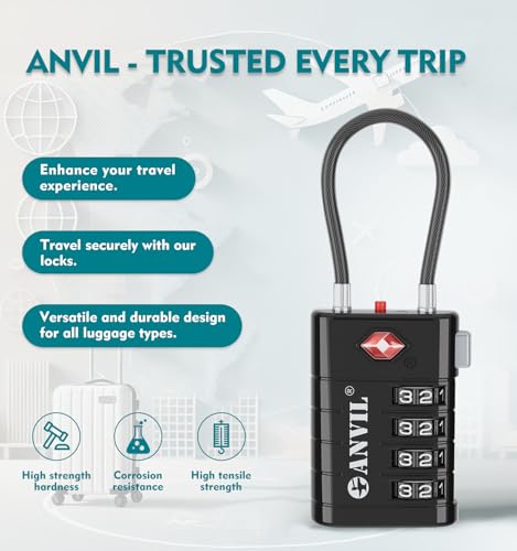 TSA Approved Luggage Locks with Search Alert Indicator (3 Count)