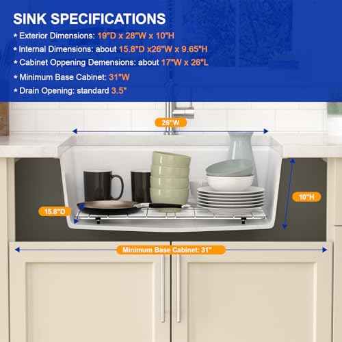 28 Inch White Undermount Kitchen Sink Workstation Single Bowl Modern Kitchen Sink Granite Composite