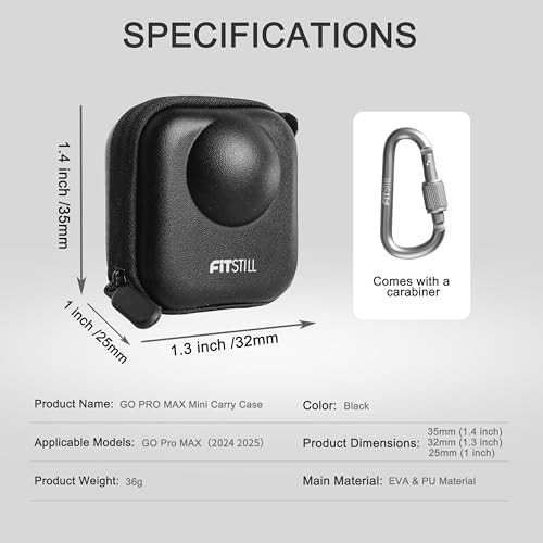 Black PU Mini Carrying Case for for for Go Pro MAX2
