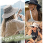 Womens Sun Hat with Ponytail Hole Beach Hiking Summer Wide Brim UPF 50+ Outdoor Protection Foldable Bucket Hat Light Grey