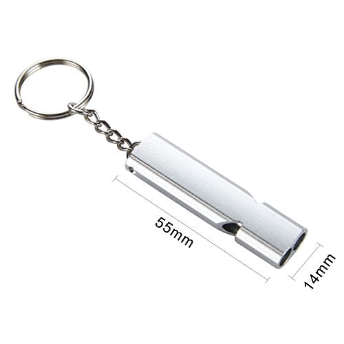 2 Pack Survival Whistle with Lanyard and Keychain Double Tubes Emergency Safety Whistle with Keyring for Boating Outdoor Camping Hiking Hunting Sports Dog Training