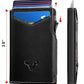 Men Slim Leather Wallet Metal Case Money Clip