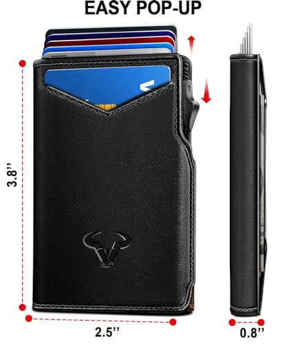 Men Slim Leather Wallet Metal Case Money Clip