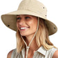 Sun Hats for Women Ponytail Wide Brim Summer Packable Cowboy Hat