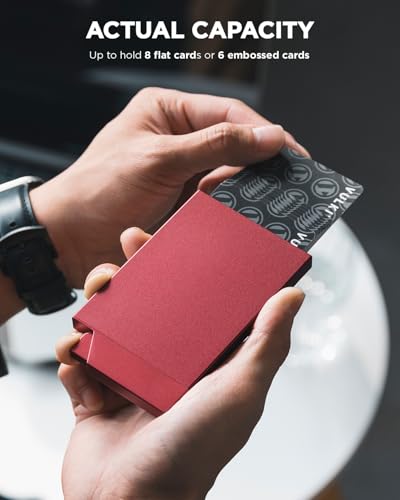 Pop up Card Holder Minimalist Credit Card Holder RFID Blocking Slim Metal Card Case for Men or Women