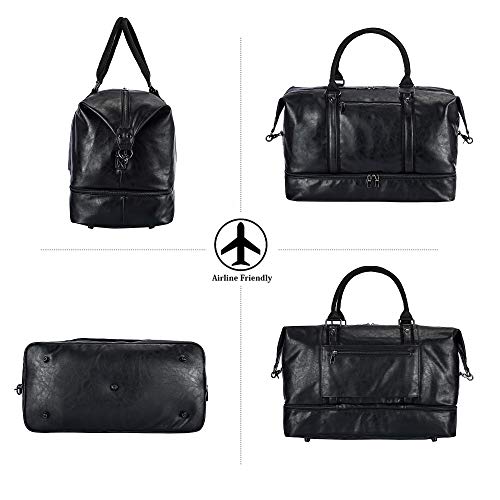 Leather Travel Bag with Shoe Pouch