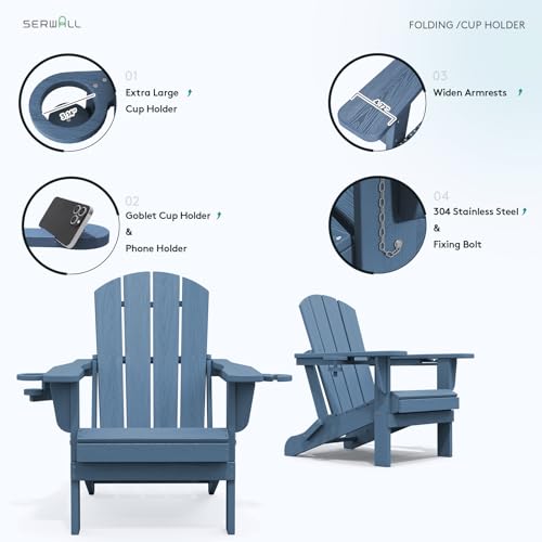 Outdoor Adirondack Chairs with 2 Cup Holders