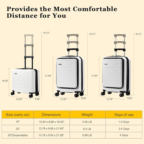 Expandable 16 Inch Carry On Luggage Airline Approved Small Suitcase