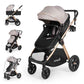 6-in-1 Convertible Baby Stroller with Bassinet Mode - Toddler Stroller w/Footmuff, Rain Cover, Cup Holder & Large Storage, Newborn w/All-Scene Large Wheels, Reversible Seat(Grey)