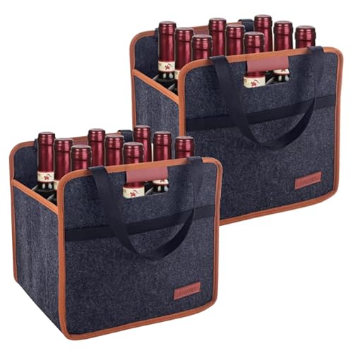 9 Bottle Wine Carrier Tote Bag (2 Count)