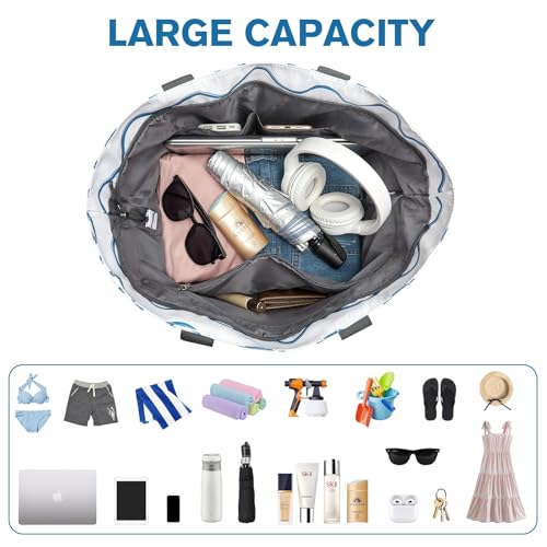 Beach Bag Waterproof Sandproof Large Capacity Foldable for Women