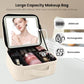 Travel Makeup Bag with LED Mirror and Light Makeup Travel Bag Organizer Portable Cosmetic Brush Organizer Bag with Adjustable Dividers for Cosmetics Makeup Brushes Toiletry