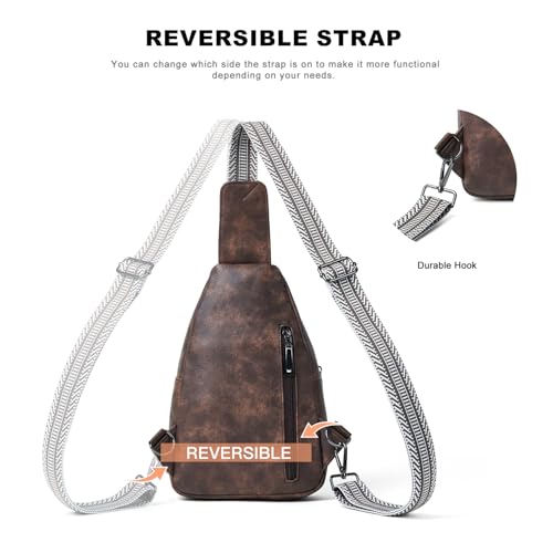 7L Crossboydy Sling Bag for Women Vegan Leather Crossbody Purse Fanny Pack Chest Bag for Travel