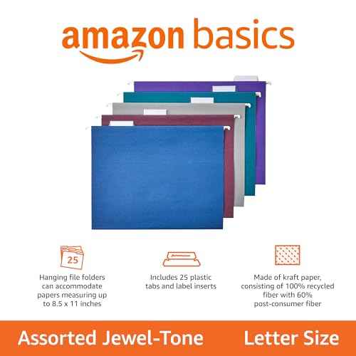 Hanging File Folders with Adjustable Tabs for Document Organization (25 Count)