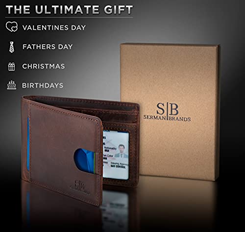 RFID Blocking Slim Bifold Genuine Leather Thin Minimalist Front Pocket Wallets for Men Billfold Wallet Men Gift