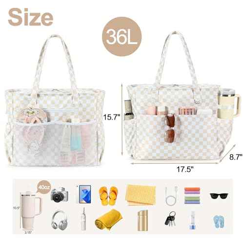 Waterproof Beach Tote Pool Bags for Women Ladies Extra Large Carry On Bag With Wet Compartment for Weekender Travel